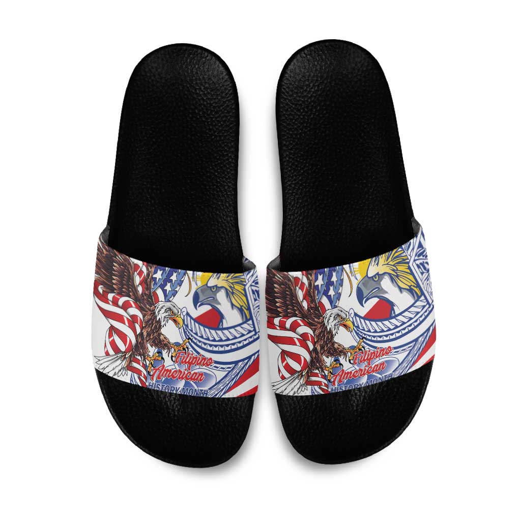 Filipino American History Month Slide Sandals Philippines Agila USA Eagle Mix Flag