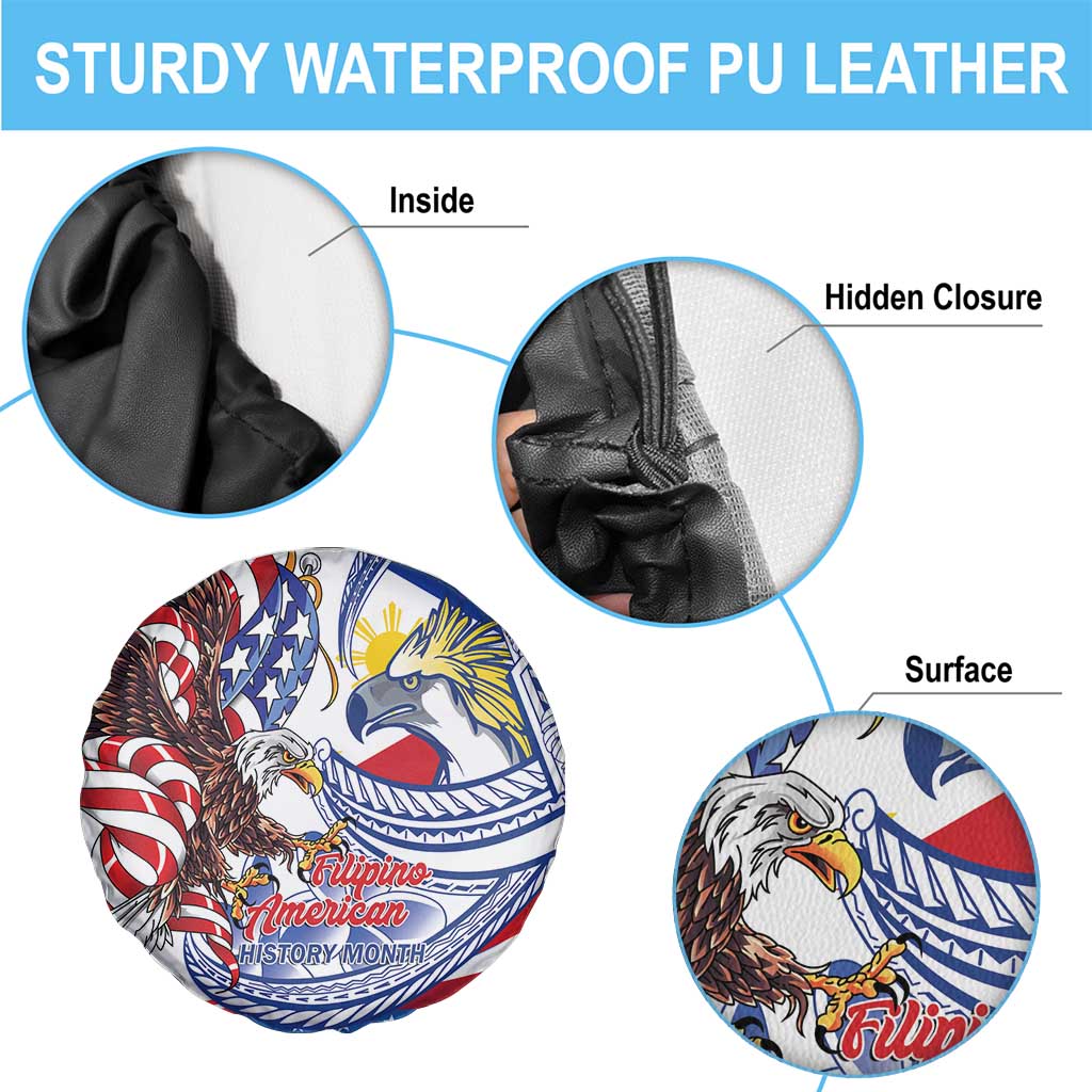 Filipino American History Month Spare Tire Cover Philippines Agila USA Eagle Mix Flag