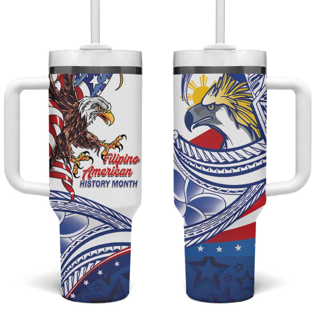 Filipino American History Month Tumbler With Handle Philippines Agila USA Eagle Mix Flag