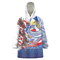 Filipino American History Month Wearable Blanket Hoodie Philippines Agila USA Eagle Mix Flag
