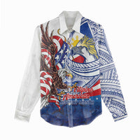 Filipino American History Month Women Casual Shirt Philippines Agila USA Eagle Mix Flag
