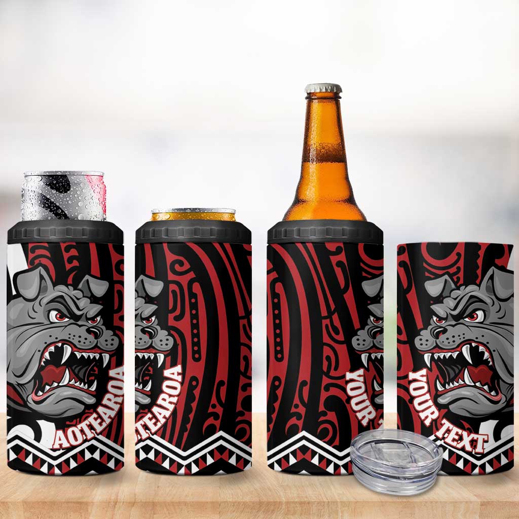 Personalised Aotearoa Bulldog 4 in 1 Can Cooler Tumbler New Zealand Maori Taniko Art LT14 - Polynesian Pride
