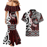 Personalised Aotearoa Bulldog Couples Matching Mermaid Dress and Hawaiian Shirt New Zealand Maori Taniko Art LT14 - Polynesian Pride