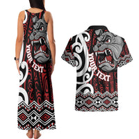 Personalised Aotearoa Bulldog Couples Matching Tank Maxi Dress and Hawaiian Shirt New Zealand Maori Taniko Art LT14 - Polynesian Pride