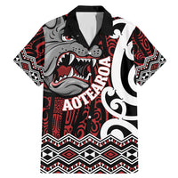 Personalised Aotearoa Bulldog Family Matching Mermaid Dress and Hawaiian Shirt New Zealand Maori Taniko Art LT14 Dad's Shirt - Short Sleeve Red - Polynesian Pride