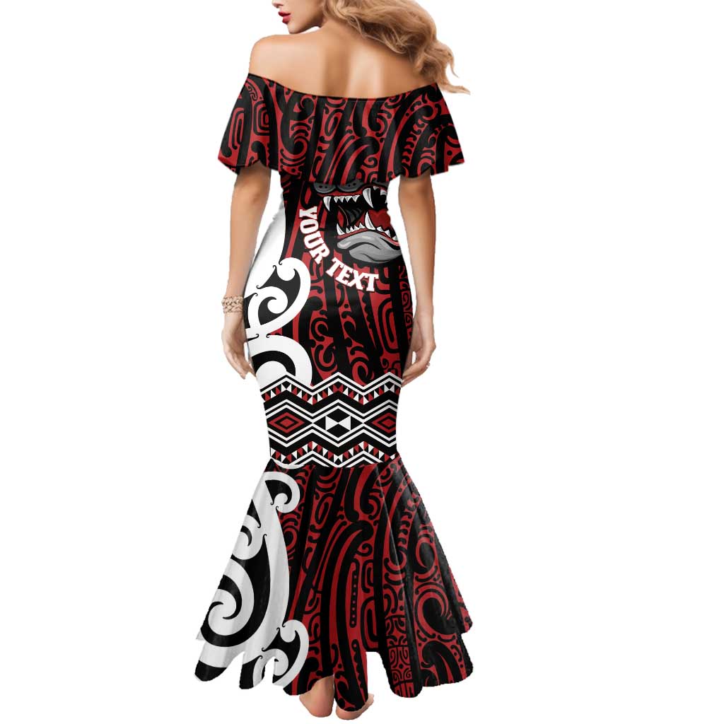 Personalised Aotearoa Bulldog Family Matching Mermaid Dress and Hawaiian Shirt New Zealand Maori Taniko Art LT14 - Polynesian Pride
