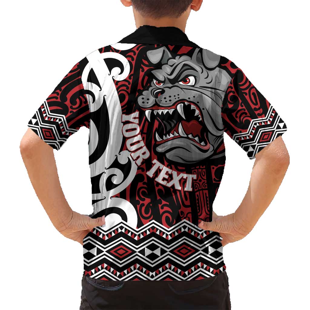 Personalised Aotearoa Bulldog Family Matching Off Shoulder Maxi Dress and Hawaiian Shirt New Zealand Maori Taniko Art LT14 - Polynesian Pride