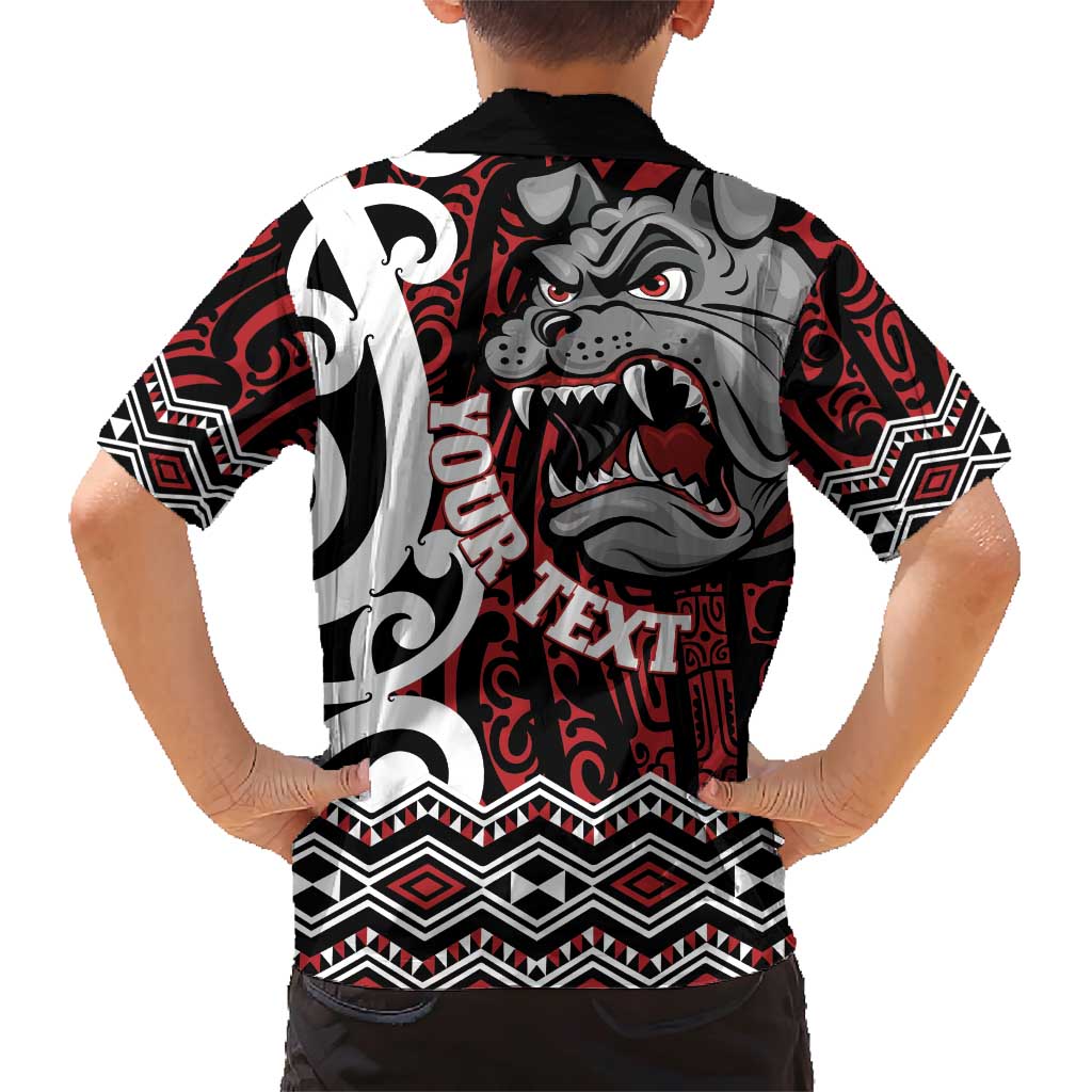 Personalised Aotearoa Bulldog Family Matching Short Sleeve Bodycon Dress and Hawaiian Shirt New Zealand Maori Taniko Art LT14 - Polynesian Pride