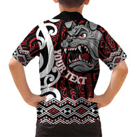 Personalised Aotearoa Bulldog Family Matching Short Sleeve Bodycon Dress and Hawaiian Shirt New Zealand Maori Taniko Art LT14 - Polynesian Pride