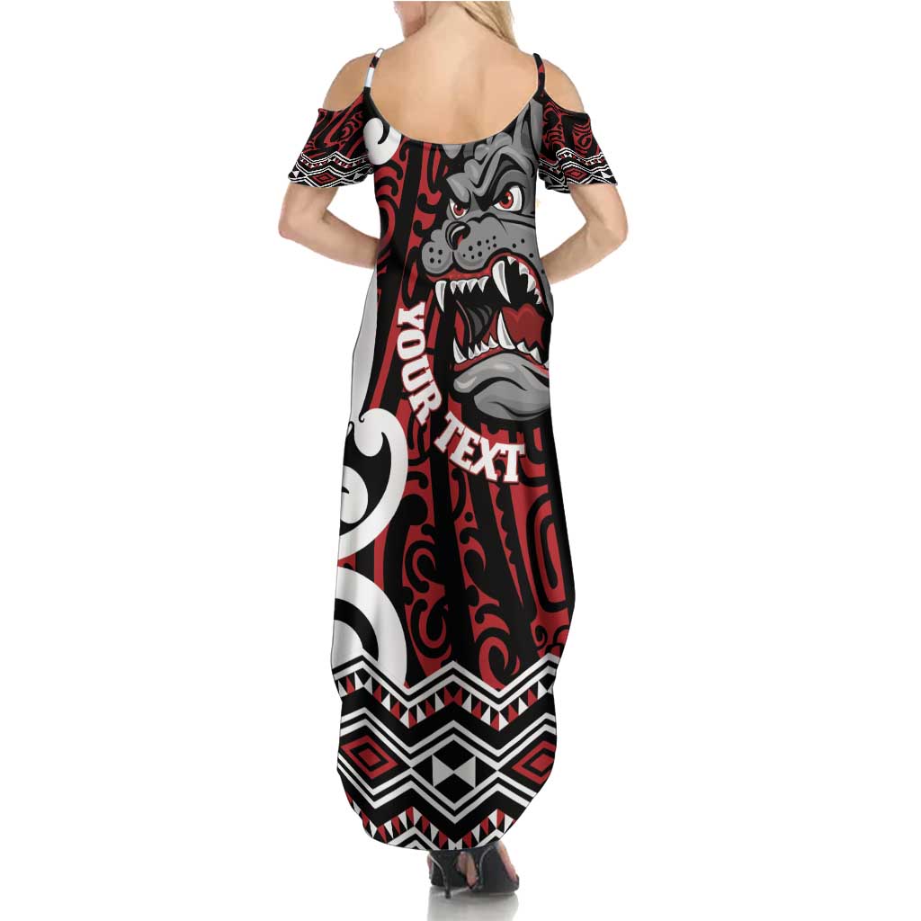 Personalised Aotearoa Bulldog Family Matching Summer Maxi Dress and Hawaiian Shirt New Zealand Maori Taniko Art LT14 - Polynesian Pride