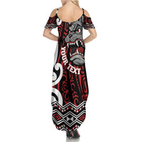 Personalised Aotearoa Bulldog Family Matching Summer Maxi Dress and Hawaiian Shirt New Zealand Maori Taniko Art LT14 - Polynesian Pride