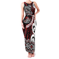 Personalised Aotearoa Bulldog Family Matching Tank Maxi Dress and Hawaiian Shirt New Zealand Maori Taniko Art LT14 Mom's Dress Red - Polynesian Pride