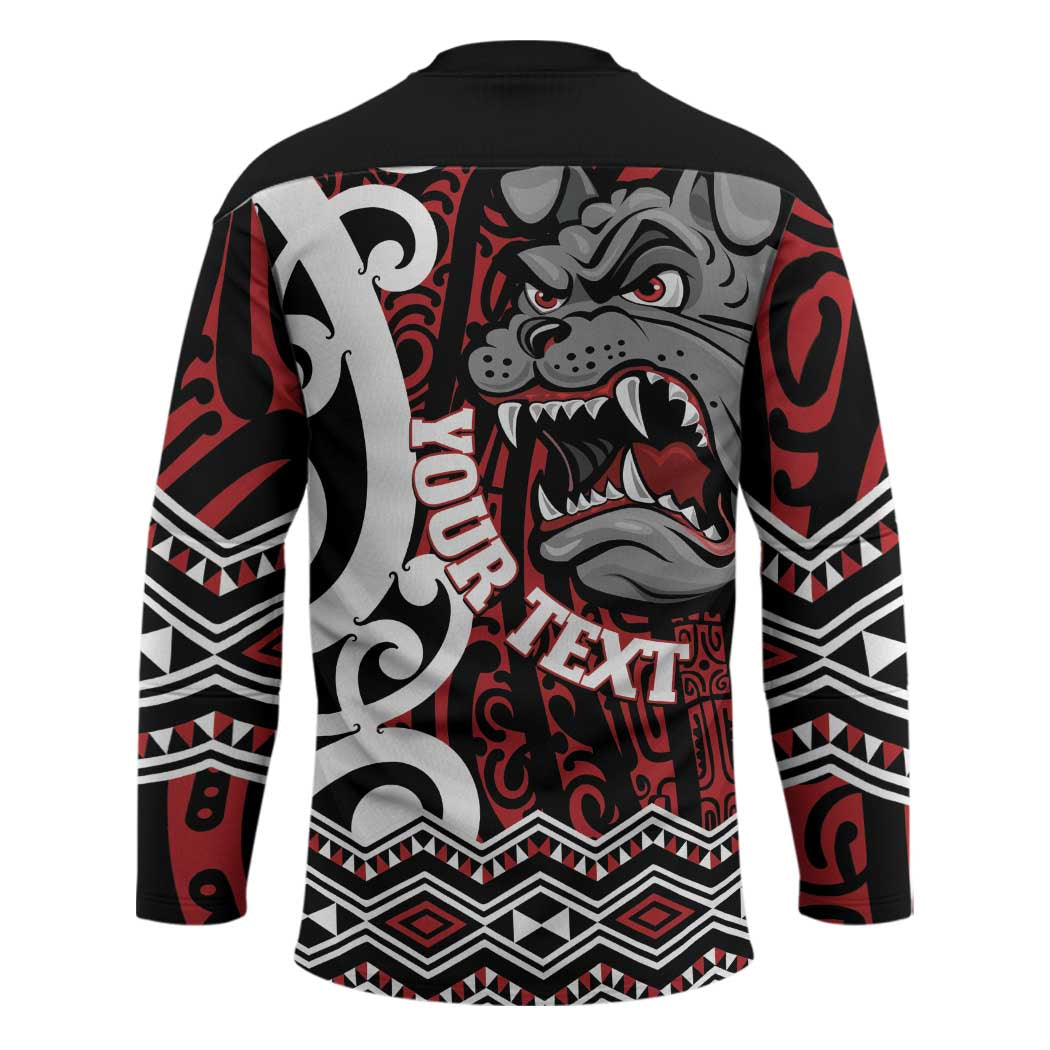 Personalised Aotearoa Bulldog Hockey Jersey New Zealand Maori Taniko Art - Polynesian Pride