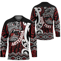 Personalised Aotearoa Bulldog Hockey Jersey New Zealand Maori Taniko Art - Polynesian Pride