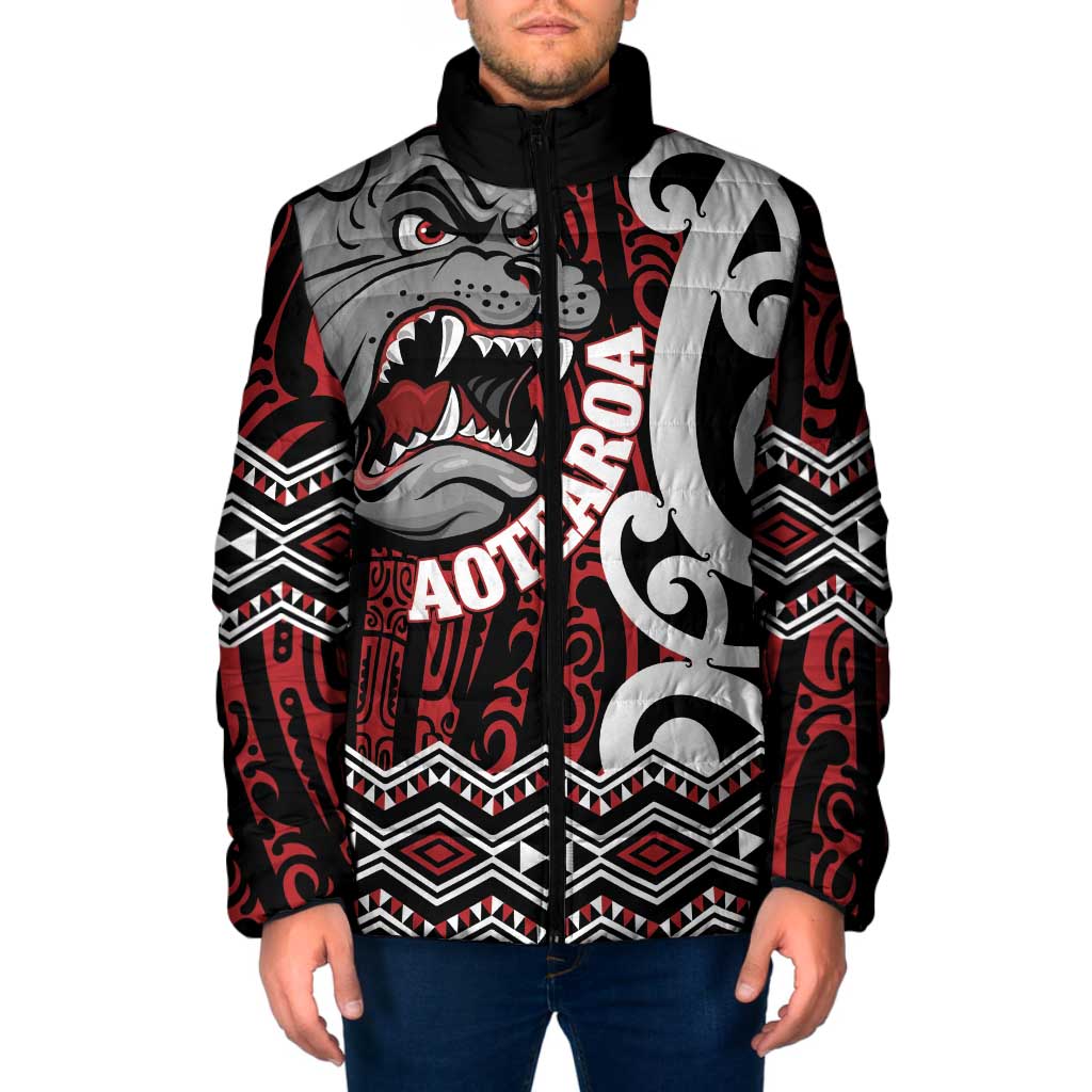 Personalised Aotearoa Bulldog Padded Jacket New Zealand Maori Taniko Art - Polynesian Pride