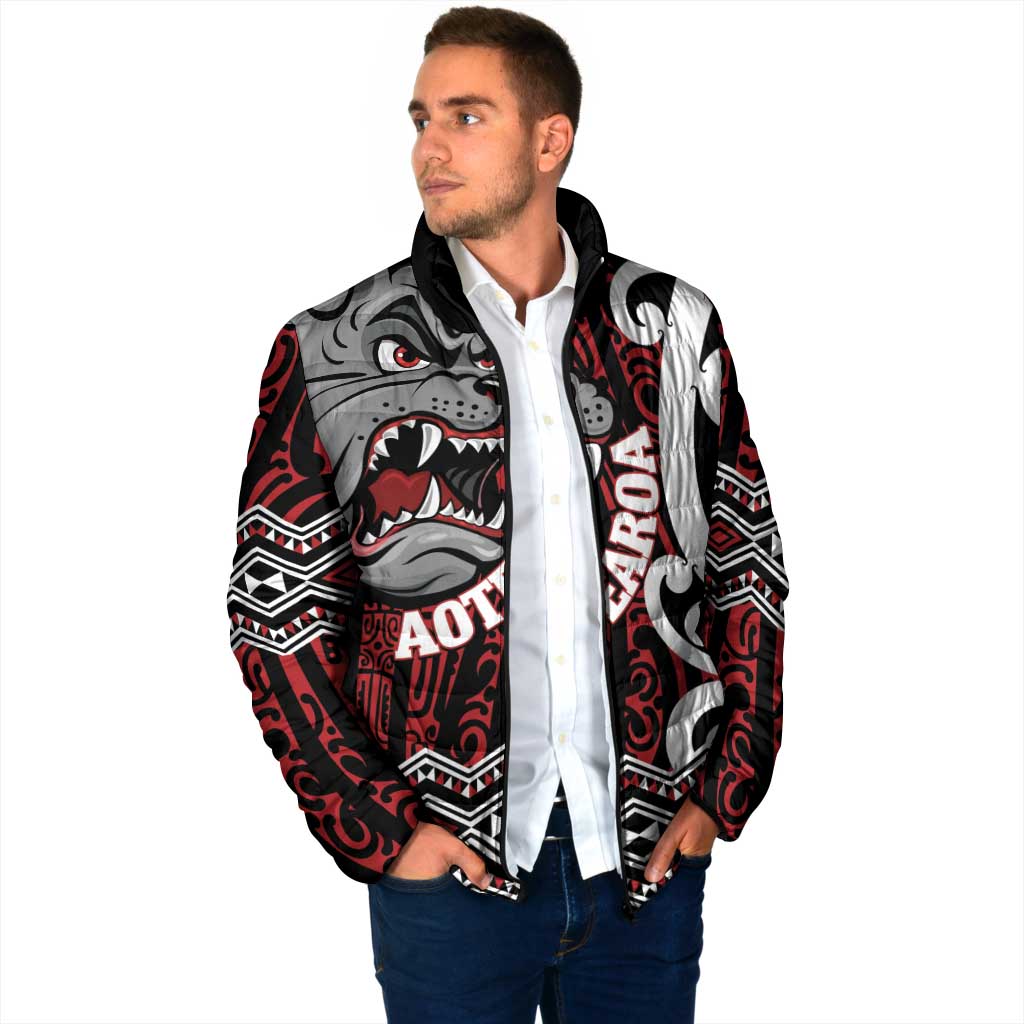 Personalised Aotearoa Bulldog Padded Jacket New Zealand Maori Taniko Art - Polynesian Pride