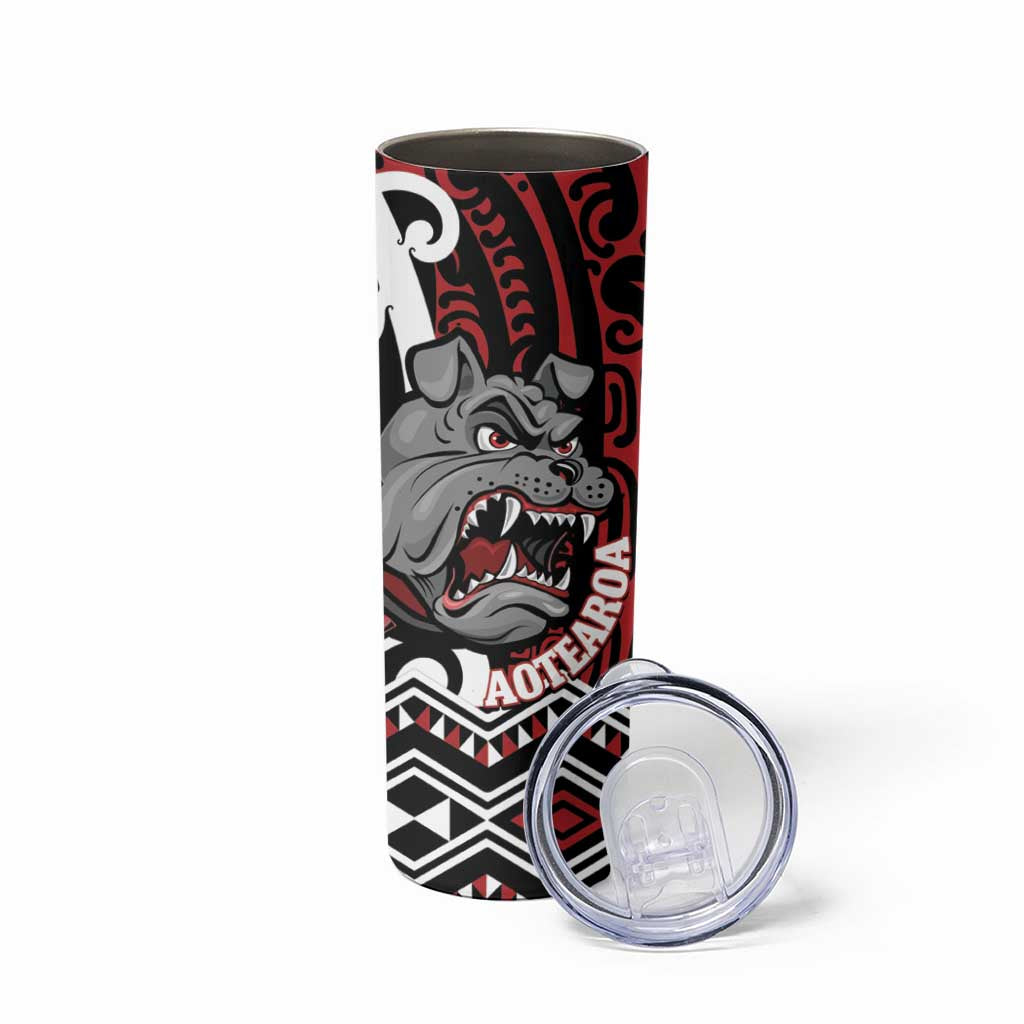 Personalised Aotearoa Bulldog Skinny Tumbler New Zealand Maori Taniko Art LT14 - Polynesian Pride