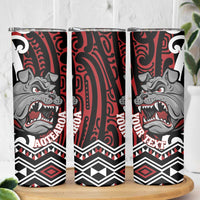 Personalised Aotearoa Bulldog Skinny Tumbler New Zealand Maori Taniko Art LT14 - Polynesian Pride