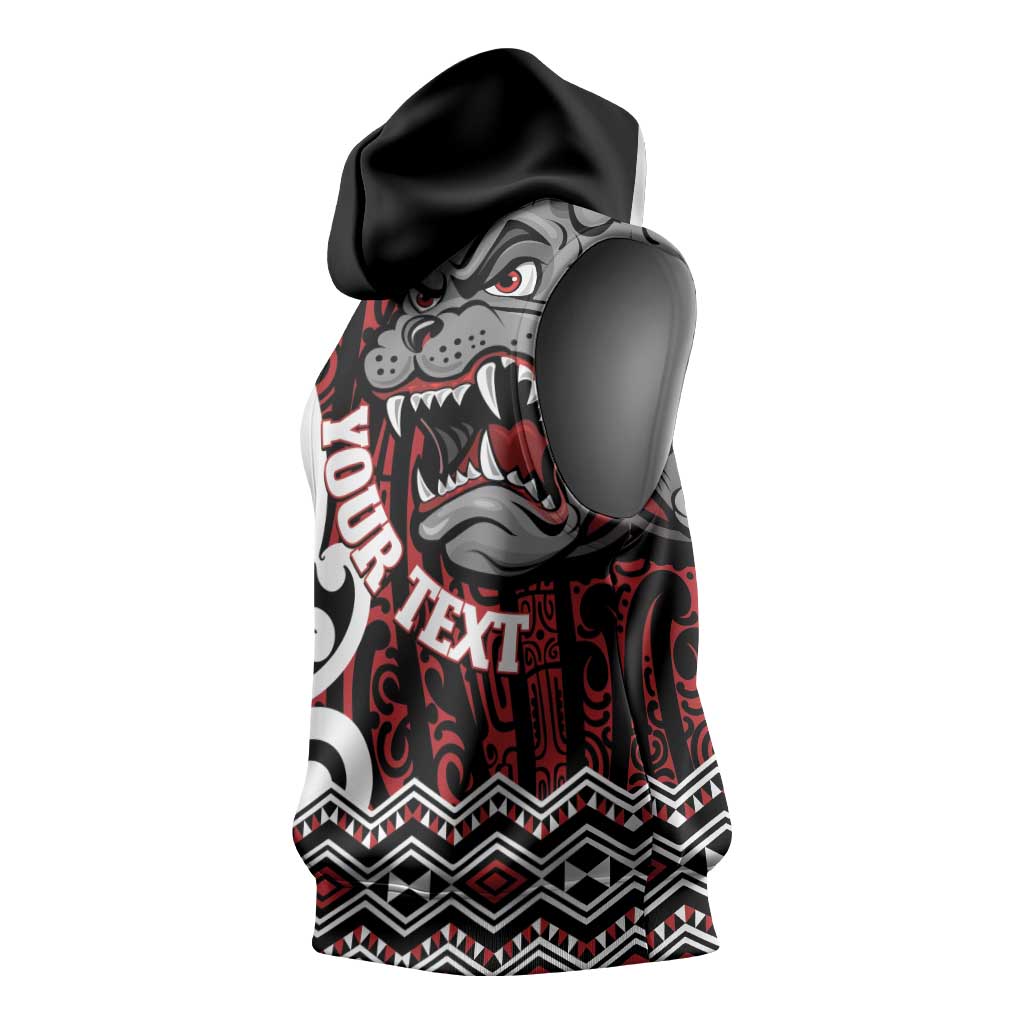 Personalised Aotearoa Bulldog Sleeveless Hoodie New Zealand Maori Taniko Art LT14 - Polynesian Pride