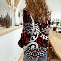 Personalised Aotearoa Bulldog Women Casual Shirt New Zealand Maori Taniko Art LT14 - Polynesian Pride