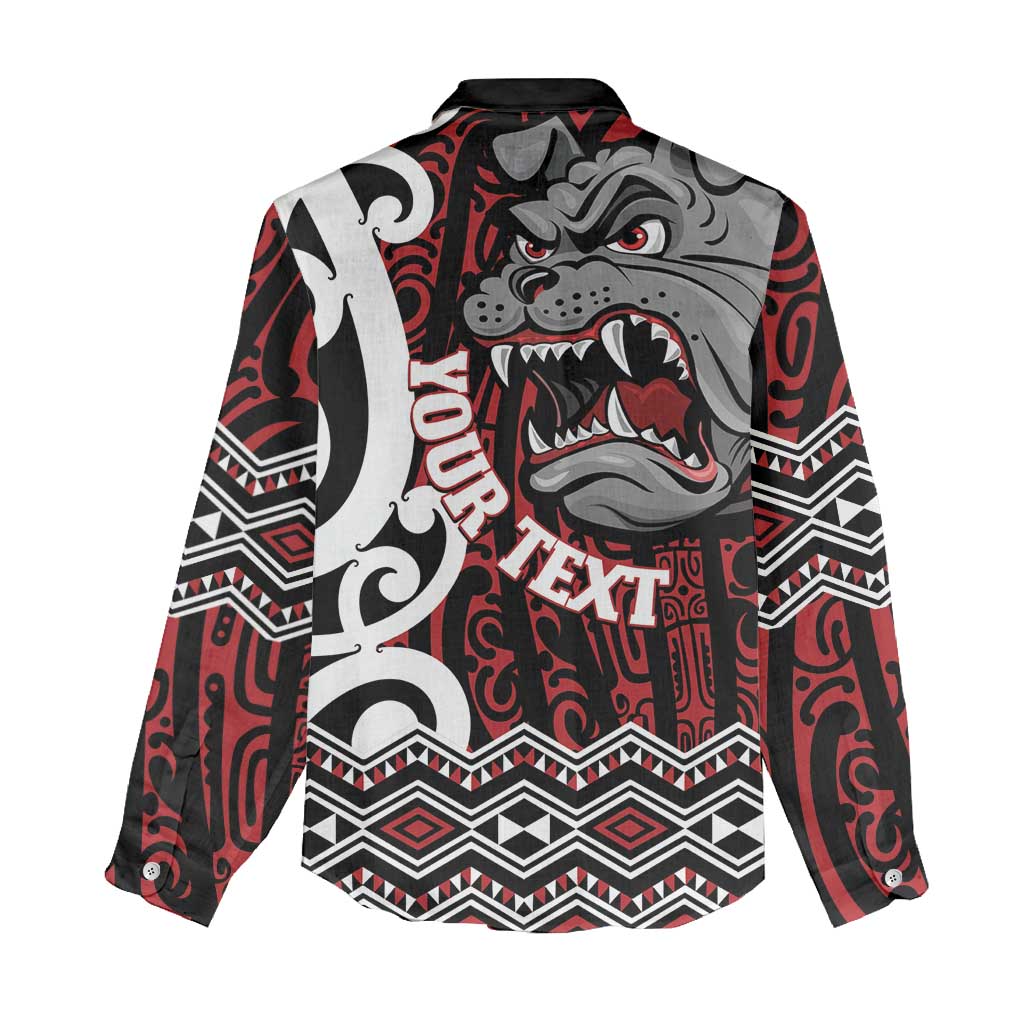 Personalised Aotearoa Bulldog Women Casual Shirt New Zealand Maori Taniko Art LT14 - Polynesian Pride