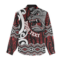 Personalised Aotearoa Bulldog Women Casual Shirt New Zealand Maori Taniko Art LT14 - Polynesian Pride