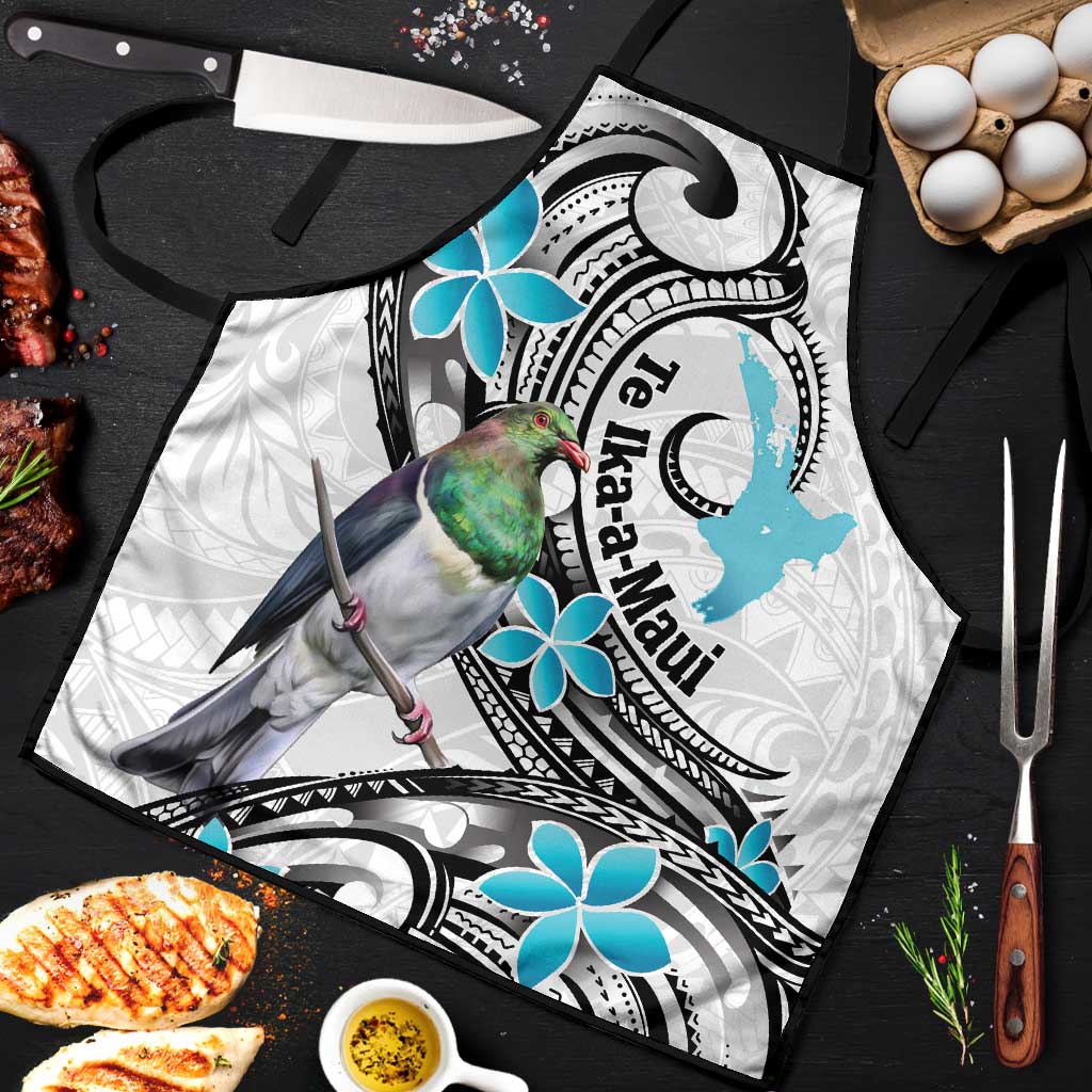 Aotearoa Te Ika-a-Maui Apron South Island Kekeru Maori Koru LT14 White - Polynesian Pride