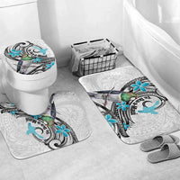 Aotearoa Te Ika-a-Maui Bathroom Set South Island Kekeru Maori Koru LT14 Mat Set Only (3 pcs) One Size White - Polynesian Pride