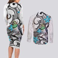 Aotearoa Te Ika-a-Maui Couples Matching Long Sleeve Bodycon Dress and Long Sleeve Button Shirt South Island Kekeru Maori Koru LT14 - Polynesian Pride