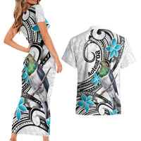 Aotearoa Te Ika-a-Maui Couples Matching Short Sleeve Bodycon Dress and Hawaiian Shirt South Island Kekeru Maori Koru LT14 - Polynesian Pride