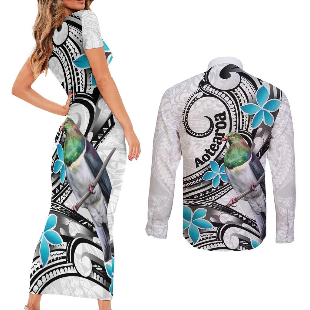 Aotearoa Te Ika-a-Maui Couples Matching Short Sleeve Bodycon Dress and Long Sleeve Button Shirt South Island Kekeru Maori Koru LT14 - Polynesian Pride