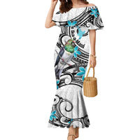 Aotearoa Te Ika-a-Maui Family Matching Mermaid Dress and Hawaiian Shirt South Island Kekeru Maori Koru LT14 Mom's Dress White - Polynesian Pride
