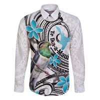 Aotearoa Te Ika-a-Maui Family Matching Off The Shoulder Long Sleeve Dress and Hawaiian Shirt South Island Kekeru Maori Koru LT14 Dad's Shirt - Long Sleeve White - Polynesian Pride