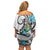 Aotearoa Te Ika-a-Maui Family Matching Off Shoulder Short Dress and Hawaiian Shirt South Island Kekeru Maori Koru