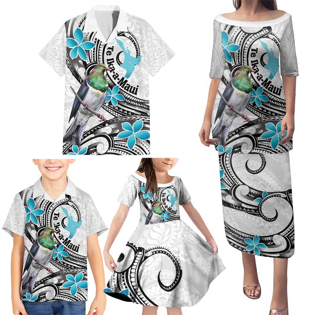 Aotearoa Te Ika-a-Maui Family Matching Puletasi and Hawaiian Shirt South Island Kekeru Maori Koru LT14 - Polynesian Pride