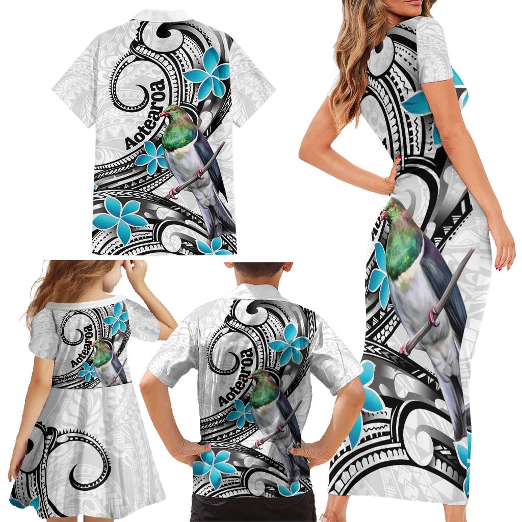 Aotearoa Te Ika-a-Maui Family Matching Short Sleeve Bodycon Dress and Hawaiian Shirt South Island Kekeru Maori Koru LT14 - Polynesian Pride