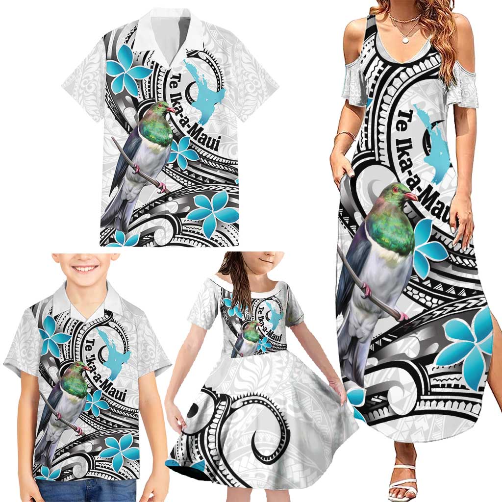 Aotearoa Te Ika-a-Maui Family Matching Summer Maxi Dress and Hawaiian Shirt South Island Kekeru Maori Koru LT14 - Polynesian Pride