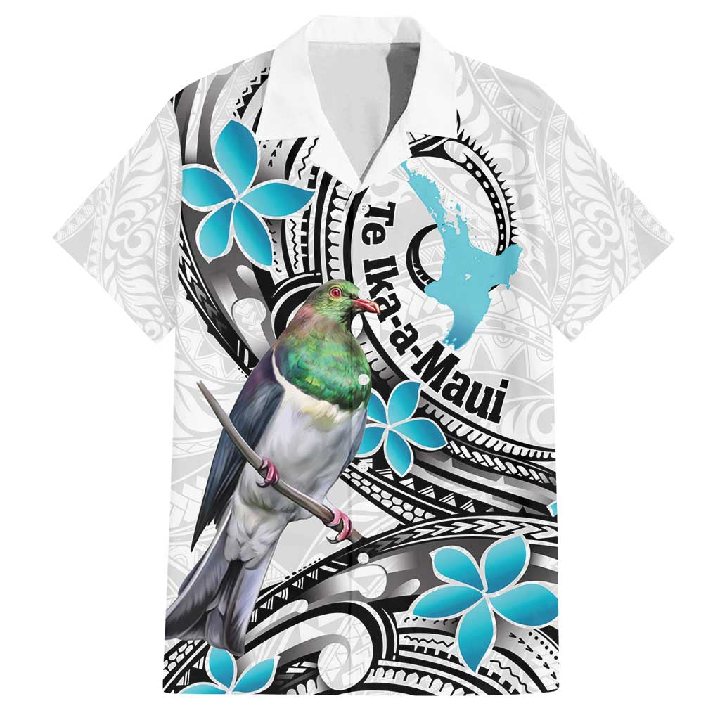 Aotearoa Te Ika-a-Maui Family Matching Summer Maxi Dress and Hawaiian Shirt South Island Kekeru Maori Koru LT14 Dad's Shirt - Short Sleeve White - Polynesian Pride