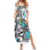 Aotearoa Te Ika-a-Maui Family Matching Summer Maxi Dress and Hawaiian Shirt South Island Kekeru Maori Koru LT14 Mom's Dress White - Polynesian Pride