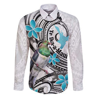 Aotearoa Te Ika-a-Maui Family Matching Tank Maxi Dress and Hawaiian Shirt South Island Kekeru Maori Koru LT14 Dad's Shirt - Long Sleeve White - Polynesian Pride