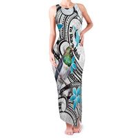 Aotearoa Te Ika-a-Maui Family Matching Tank Maxi Dress and Hawaiian Shirt South Island Kekeru Maori Koru LT14 Mom's Dress White - Polynesian Pride