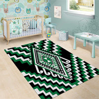 Green Aotearoa Taniko Poutama Patikitiki Area Rug
