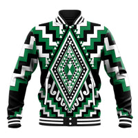 Green Aotearoa Taniko Poutama Patikitiki Baseball Jacket