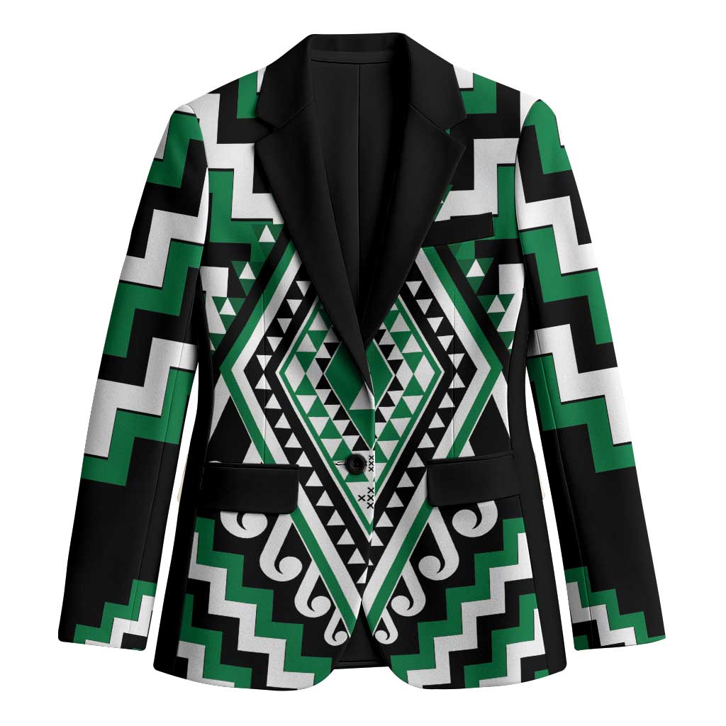 Green New Zealand Taniko Poutama Patikitiki Blazer - Polynesian Pride