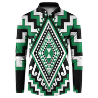 Green Aotearoa Taniko Poutama Patikitiki Button Sweatshirt