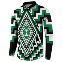 Green Aotearoa Taniko Poutama Patikitiki Button Sweatshirt