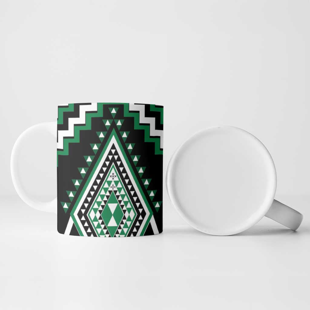 Green New Zealand Taniko Poutama Patikitiki Ceramic Mug - Polynesian Pride