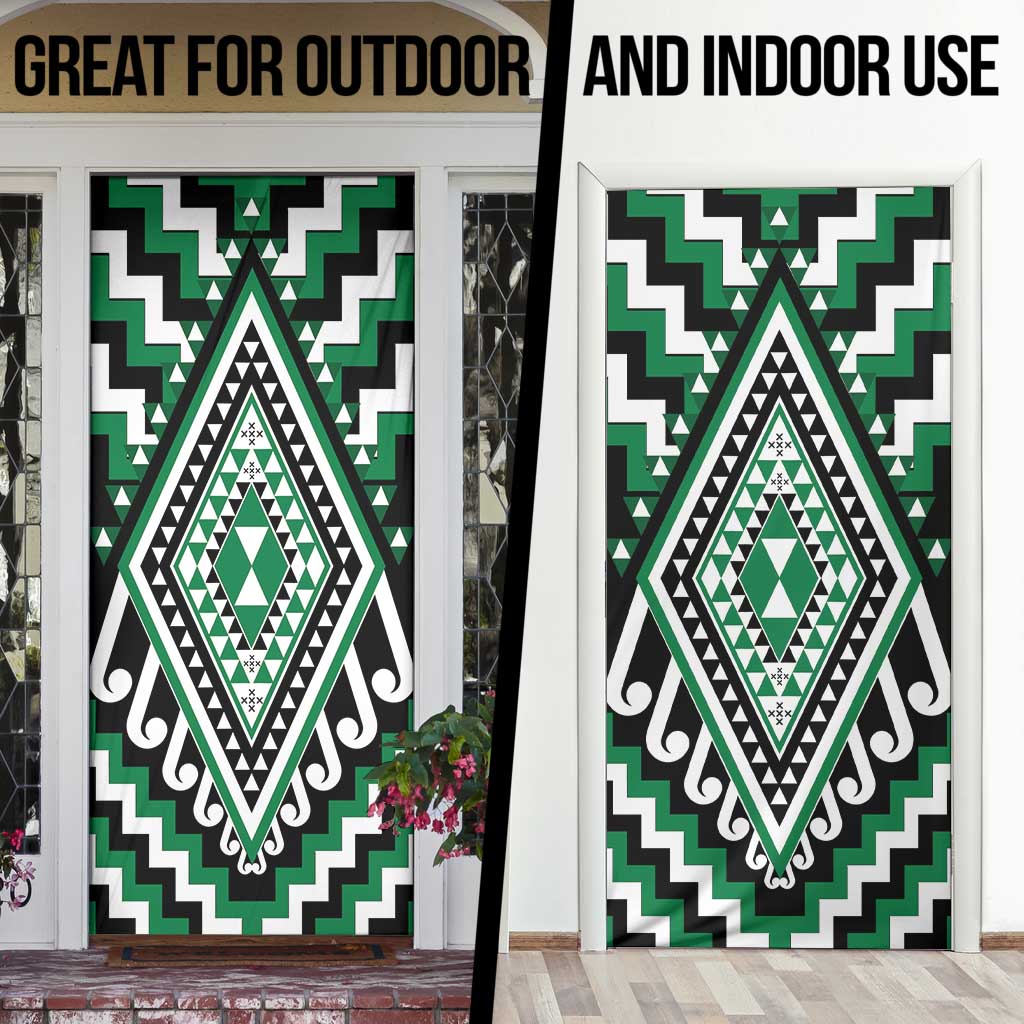 Green New Zealand Taniko Poutama Patikitiki Door Cover - Polynesian Pride