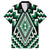Green Aotearoa Taniko Poutama Patikitiki Family Matching Off The Shoulder Long Sleeve Dress and Hawaiian Shirt