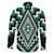 Green Aotearoa Taniko Poutama Patikitiki Family Matching Off The Shoulder Long Sleeve Dress and Hawaiian Shirt
